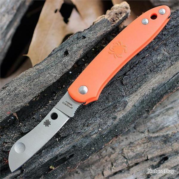 Couteau Spyderco Roadie Orange Lame Acier N690Co Manche FRN Made Italy SC189POR
