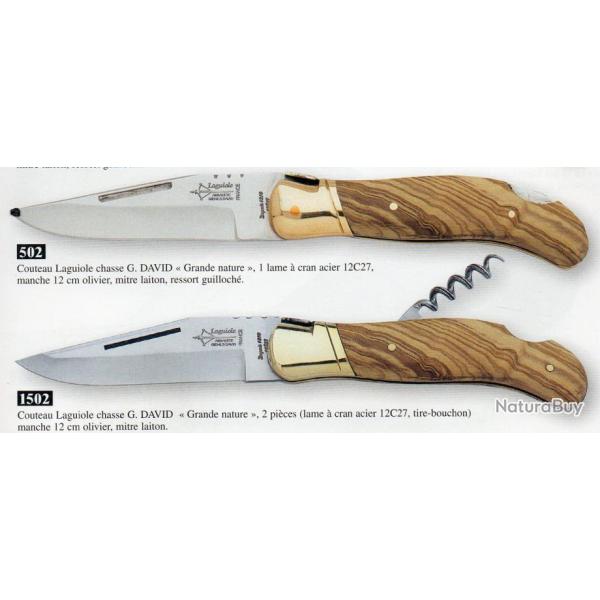 Chasse LAGUIOLE  Couteau OLIVIER  de G DAVID grav� � VOS INITIALES sans TB