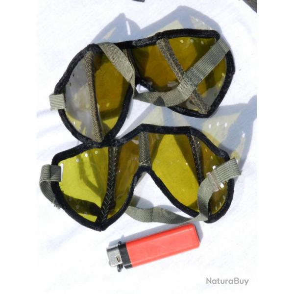LOT 2 PAIRES LUNETTES MOTOCYCLISTE + ANTI POUSSIERES ALLEMAGNE WW2 de stock