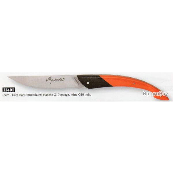 GRAV� INITIALES le MONNERIE couteau d'Artisan ORANGE 1MITRE en G10