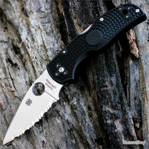 Couteau Spyderco Native 5 Lightweight Acier CPM-S35VN Serrated Manche FRN Made In USA SC41SBK5