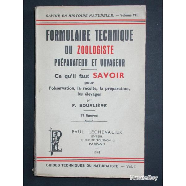 Formulaire du zoologiste observation r�colte et pr�paration et �levage - Bourli�re