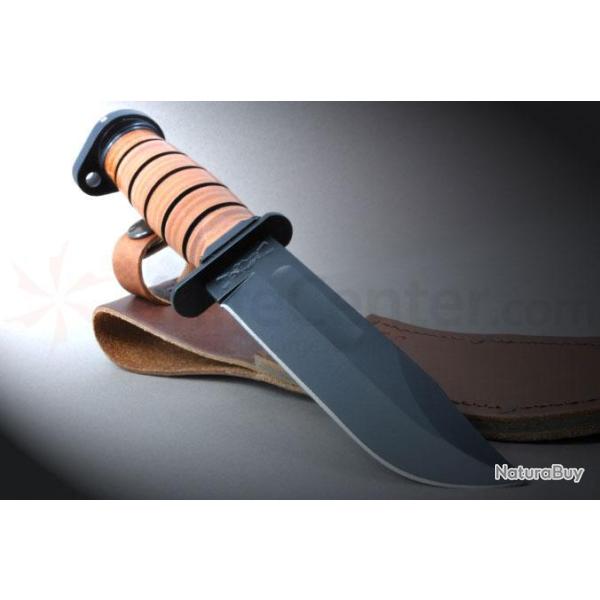Couteau Ka-Bar Dog's Head Utility Knife Acier Carbone 1095 Manche Cuir Etui Cuir Made In USA KA1317