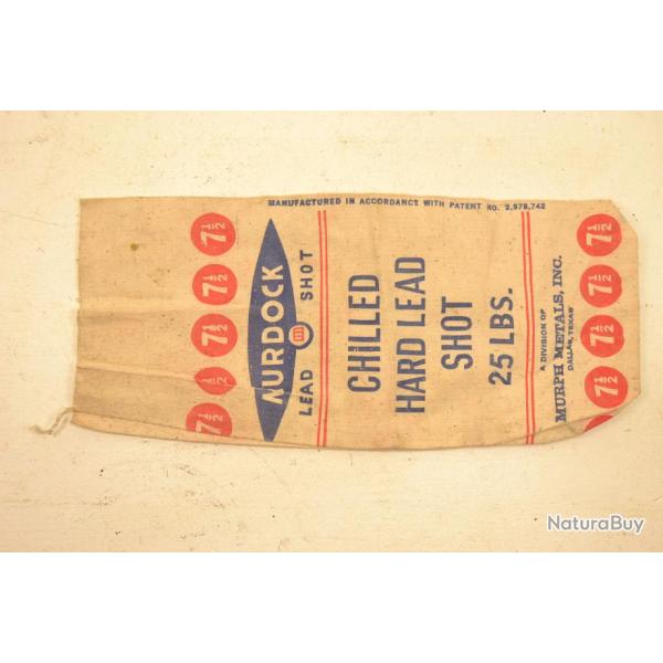 Sac de plomb pour cartouches US ann�es 1960. Murdock Lead Shot Chillend Hard Lead Shot 25LBS chasse