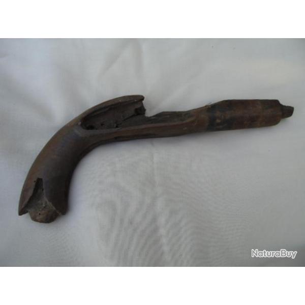 BOIS  PISTOLET A SILEX 18�me SIECLE 100% AUTHENTIQUE / VOIR AUTRES ANNONCES SIMILAIRES
