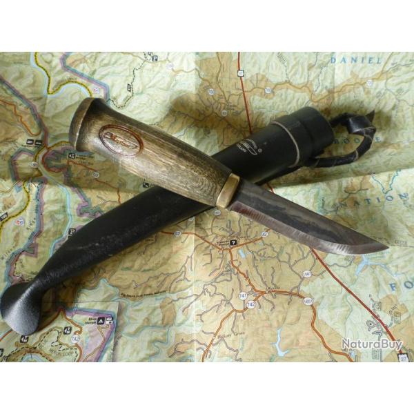 Couteau Marttiini Black Lumberjack Acier Carbone Manche Bois Etui Cuir Made In Finland MN127019