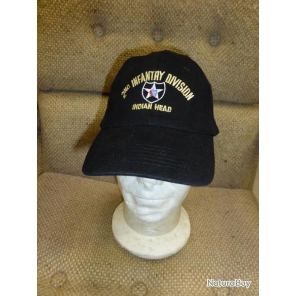 casquette noire 2nd INFANTRY DIVISION INDIAN HEAD   NORMANDIE D.DAY USA JOUR J