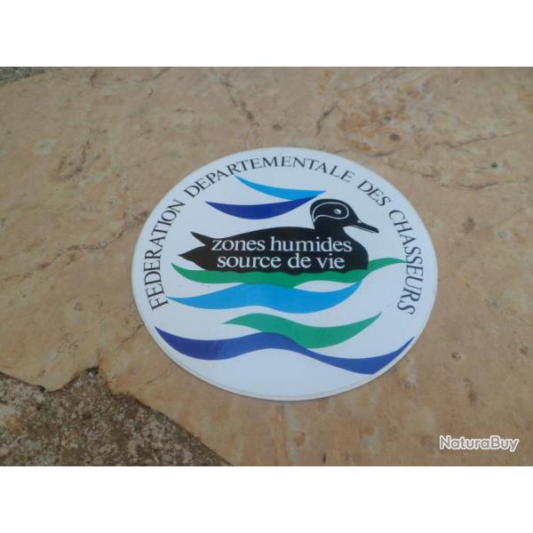 Superbe autocollant Fdration dpartementale des chasseurs "Zone humides source de vie"
