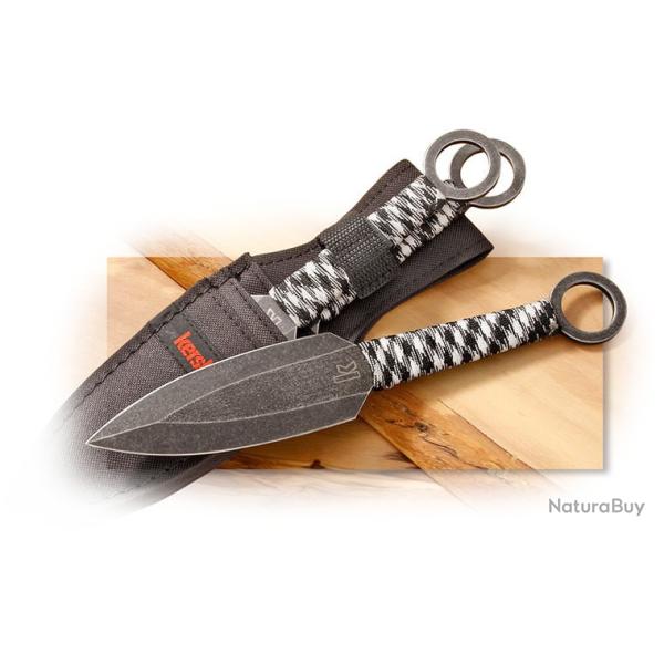 Set de 3 Couteaux de Lancer Kershaw Ion Throwing Acier 2Cr13 Manche Paracorde Etui Nylon KS1747BWX