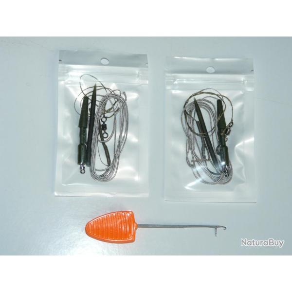Leadcore (lot de 2) + clip plomb/bas de ligne/ham n6/aiguille a bouillette 87cm