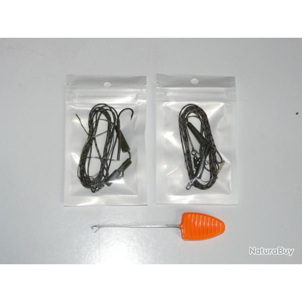 Leadcore (lot de 2) + clip plomb/bas de ligne/ham n6/aiguille a bouillette 90cm