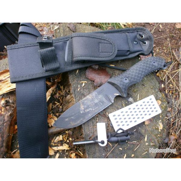 Couteau de Survie Schrade Frontier Lame Acier Carbone 1095 Manche TPE Etui Nylon SCHF36