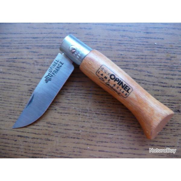 COUTEAU OPINEL N�3 LAME ACIER CARBONE MANCHE BOIS HETRE VERNI RANDONNEE CHASSE