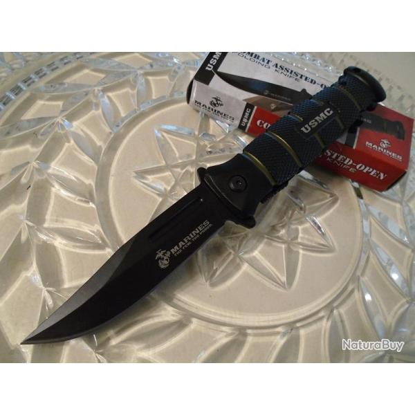 Couteau Tactical USMC Marines Combat A/O Lame Acier Inox Manche Alu UC3098