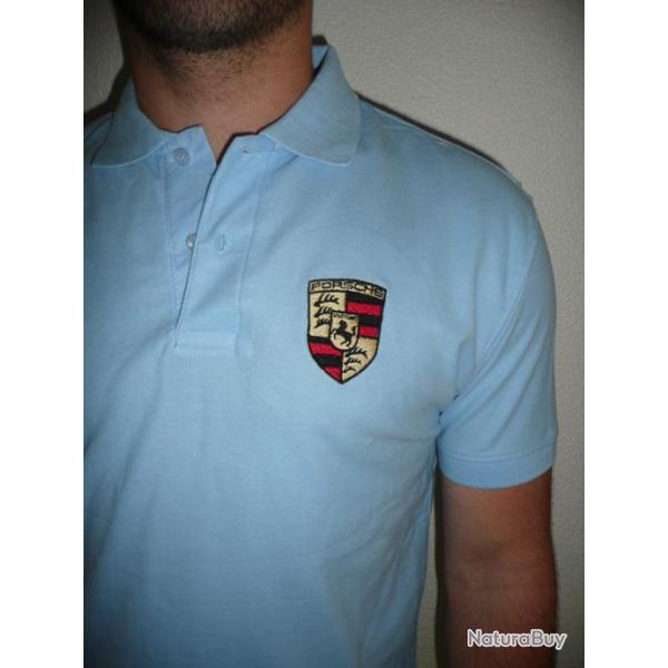 POLO PORSCHE bleu clair tailles S L XL XXL ( 911 356 964 993 996 997 CAYENNE BOXSTER