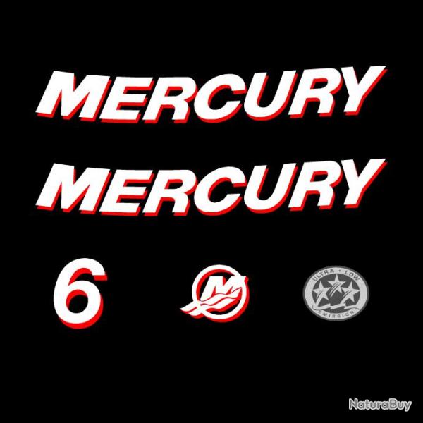 kit stickers MERCURY 6 cv ref 32 moteur hors bord bateau barque pche decals