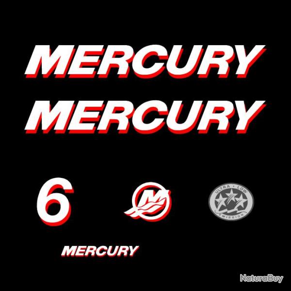 kit stickers MERCURY 6 cv ref 33 moteur hors bord bateau barque pche decals