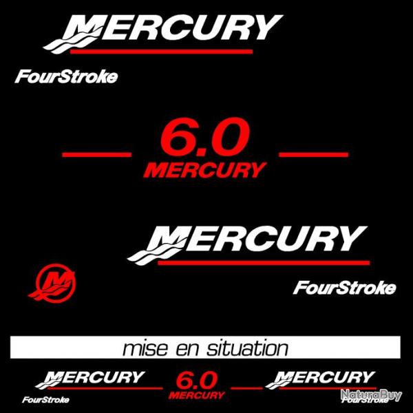 kit stickers MERCURY 6 cv ref 34 moteur hors bord bateau barque pche decals
