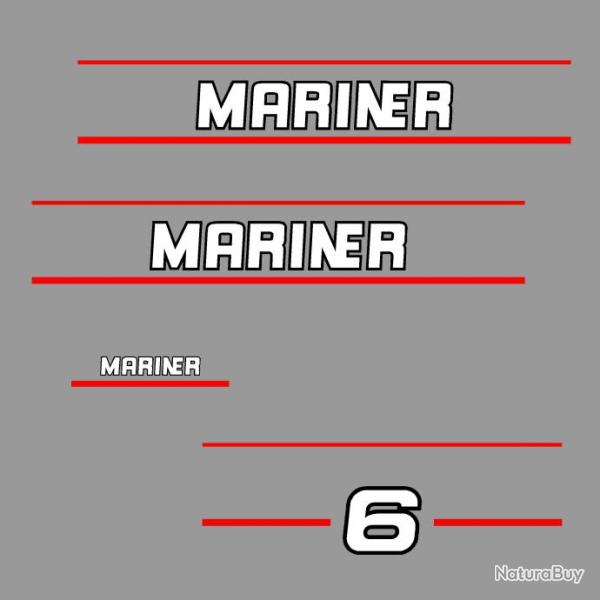 kit stickers MARINER 6 cv ref 7 moteur hors bord bateau barque peche decals