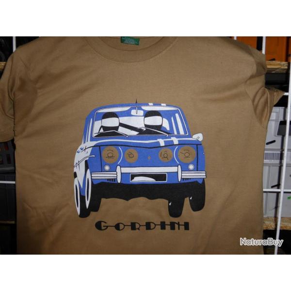 T  SHIRT beige RENAULT 8 GORDINI ( rallye c�te circuit losange r�gie tee shirt ) L XL ou XXL