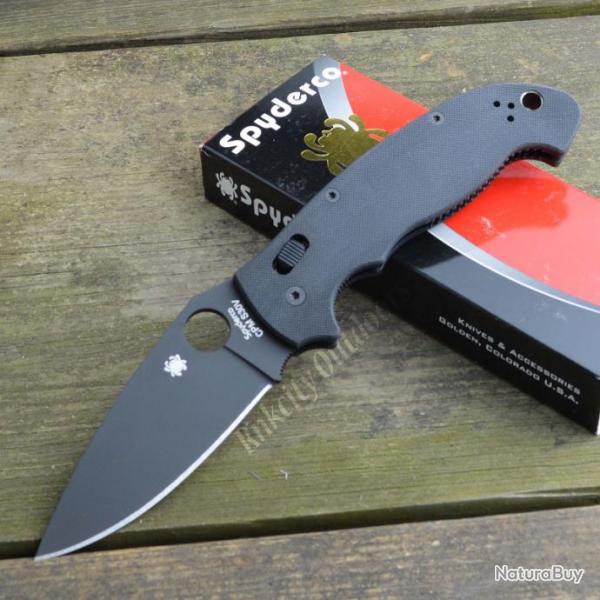 Couteau Spyderco Manix 2 XL Black Lame Acier S30V Manche G-10 Made In USA SC95GPBBK2