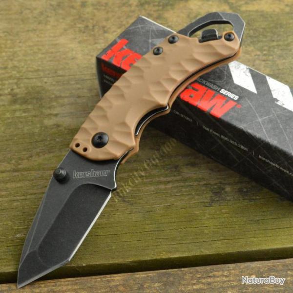 Couteau Kershaw Shuffle II Tanto Acier 8Cr13Mov Blackwash Manche GFN KS8750TTANBW