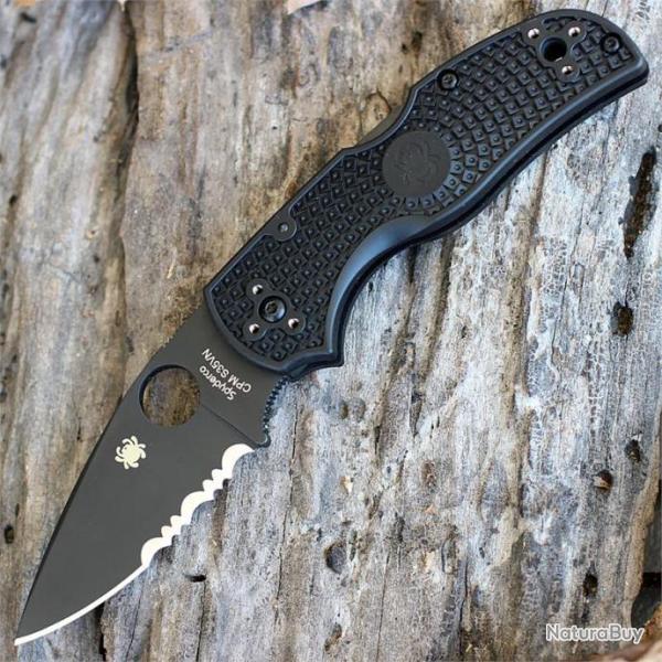 Couteau Spyderco Native 5 Black Lightweight Acier CPM-S35VN Serr Manche FRN Made USA SC41PSBBK5