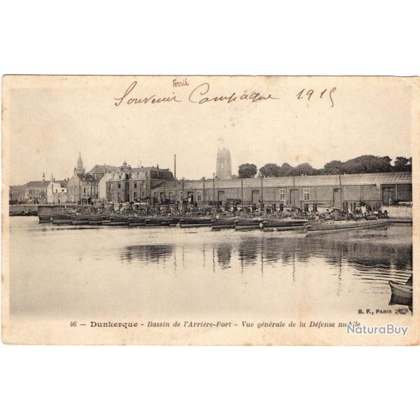 CPA- Marine Militaire -DUNKERQUE- Bassin de l'Arri�r� -Port-Vue g�n�rale de la D�fense mobile N�1368