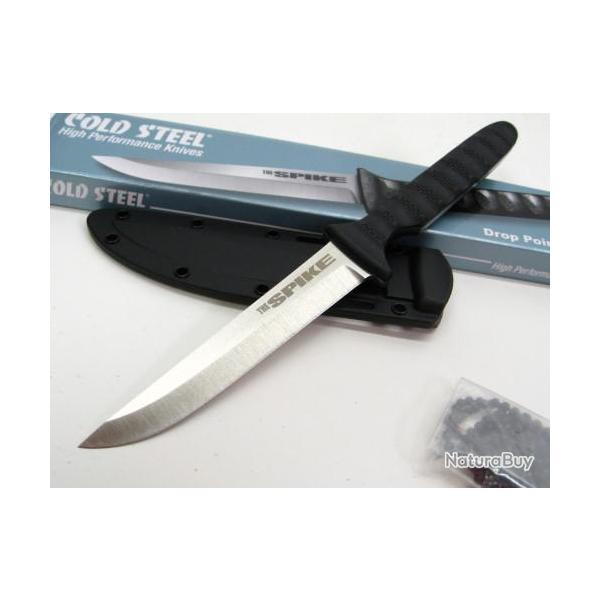 Couteau Cold Steel Drop Point Spike Lame Acier 4116 Manche Griv-Ex Etui Secure-Ex CS53NCC