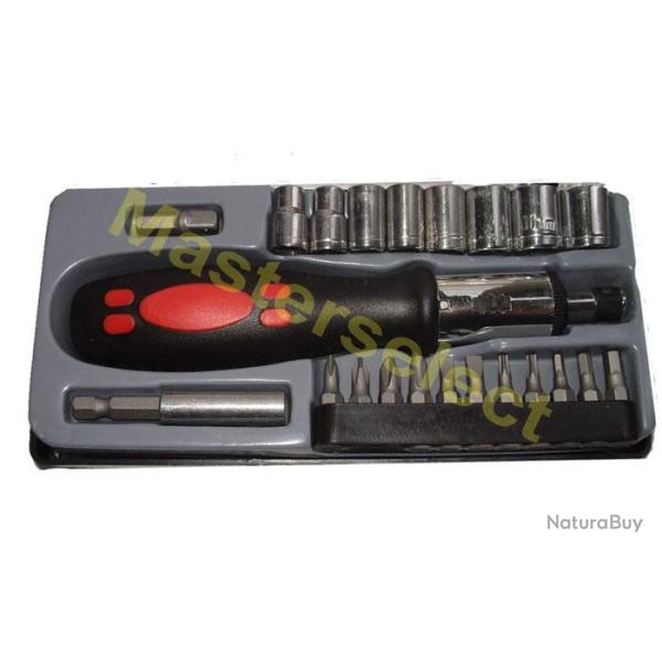 Coffret TOURNEVIS A CLIQUETS REVERSIBLE 22PCS,cruciforme,torx,plat,allen