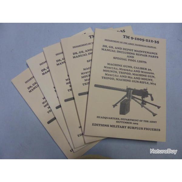 Lot marchand 5 Manuels techniques TM 9-1005. Mitrailleuse BROWNING 1919 cal.30