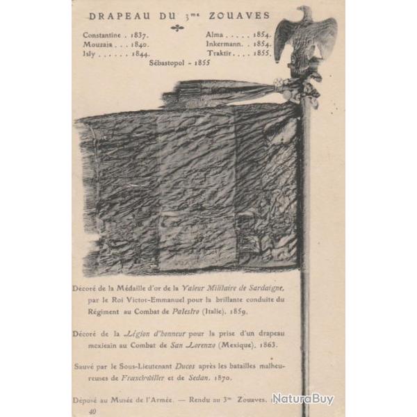 CPA -Drapeau du 3 me Rgiment Zouaves Les campagnes et dcorations