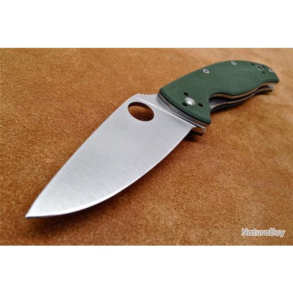 Couteau Spyderco Tenacious Green Acier 8Cr13MoV Plain Edge Manche Green G-10 SC122GPGR
