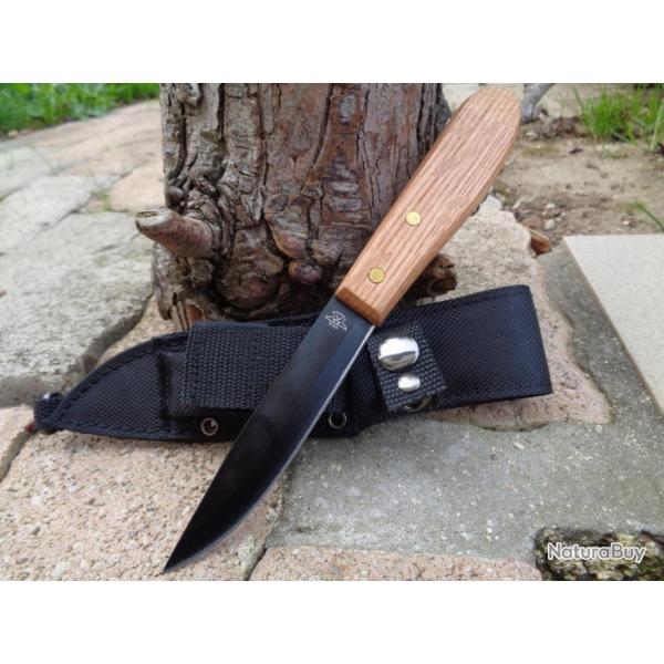 Lot de 3 Couteaux Bushcraft Old Forge Lame Acier Carbone/Inox Manche Bois Etui Nylon OF005