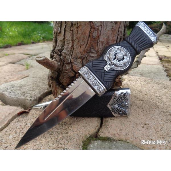 Lot de 3 Couteau Dague Scottish Dirk Sheffield Sgian Dubh Acier Inox Manche Abs Etui Abs CN210549