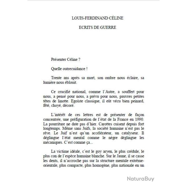 Ebook Livre Histoire Seconde Guerre Mondiale - Ecrits De Guerre (Louis-Ferdinand Cline, 2011, 79 Pa