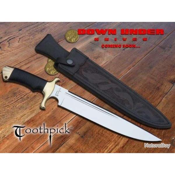 Couteau Poignard Down Under Knives Toothpick Acier 440C Manche Cuir Etui Cuir DUKTP