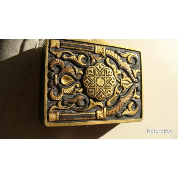 ARTILLERIE,CANON ,FUSIL,PISTOLET, SUPERBE  BOITE D'ALLUMETTE D'ARTILLEUR ,TOLEDO OR,DAMASQUINAGE