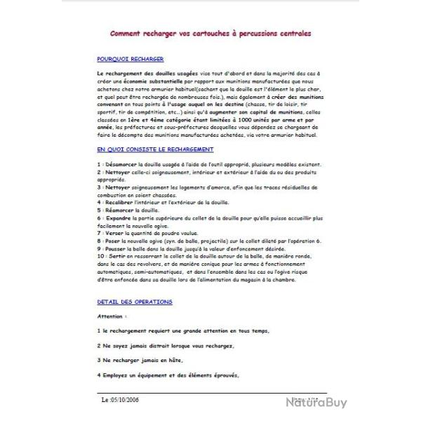 Ebook Livre Action - Comment Recharger Vos Cartouches A Percussions Centrales (Phnix, 2006, 14 Page
