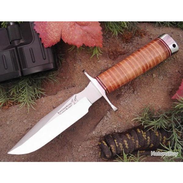 Couteau Blackjack Model 5 Leather Acier A-2 Manche Cuir Etui Cuir Made In USA BCB5L