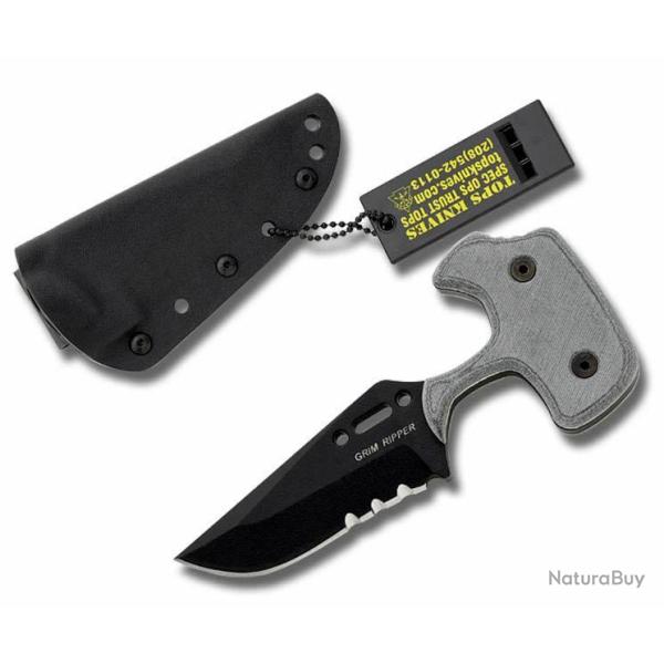 Push Dagger Tops Knives Tops Grim Reaper Carbone 1095 Manche Micarta Made In USA TPGR01