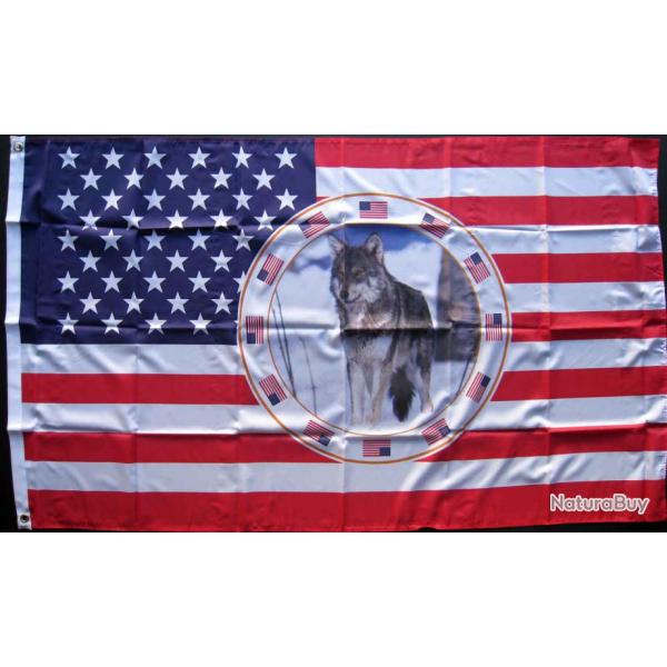 DRAPEAU  USA / LOUP