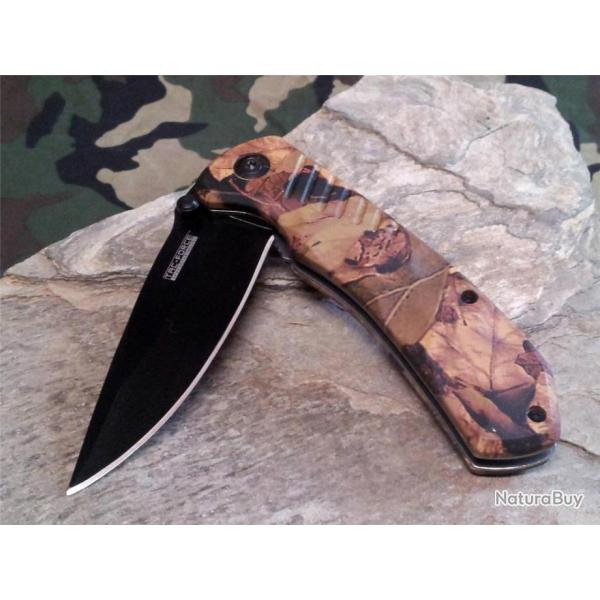 Lot de 3 Couteaux Tac Force A/O Outdoor Camo Lame Acier 440 Manche FRN TF764CA