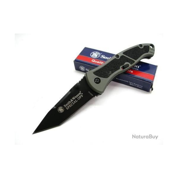 Couteau Automatique Smith&Wesson Special Ops Tanto Acier 4034 Manche Acier SWSPECM