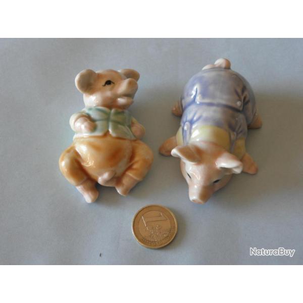 2 c�ramique cochons  woodland tales