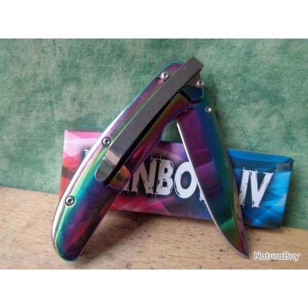 Lot de 3 Couteaux Rite Edge Rainbow IV Acier Inox Finition Ac En Ciel Framelock CN210930