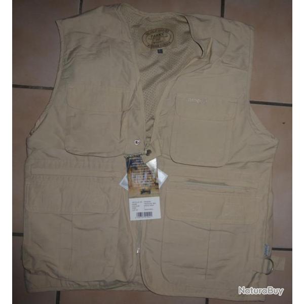 DESTOCKAGE Gilet multipoches lger beige PARKS TROPICAL BW ( CHASSE PECHE RANDONNEE DETECTION