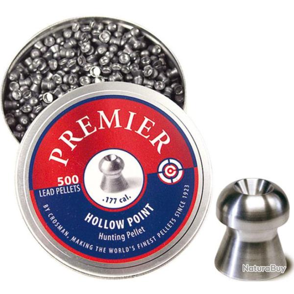 PLOMB  Crosman Premier  HOLLOW  POINT   4.5 mm  Boite de 500