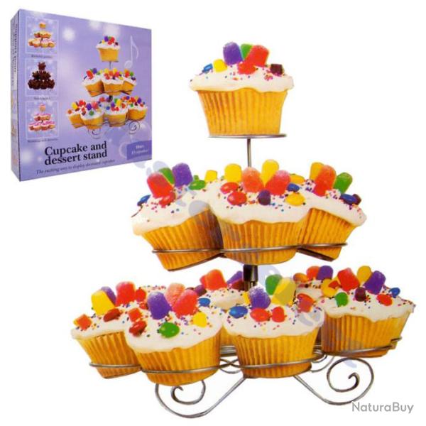 Presentoir � 13 cupcakes muffins pour table g�teau en m�tal argent�