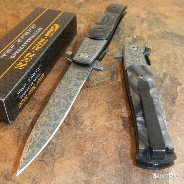 Lot de 3 Couteau Tac Force Stiletto A/O Imitation Damas Manche Abs Fa�on Perle TF428DMB